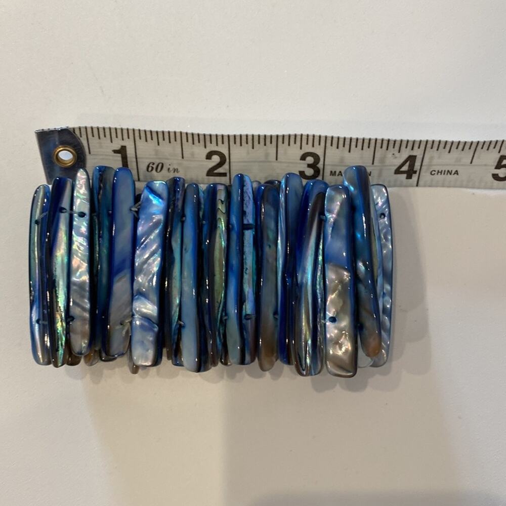 Abalone Shell Bracelet Stretchy One Size Multicol… - image 5